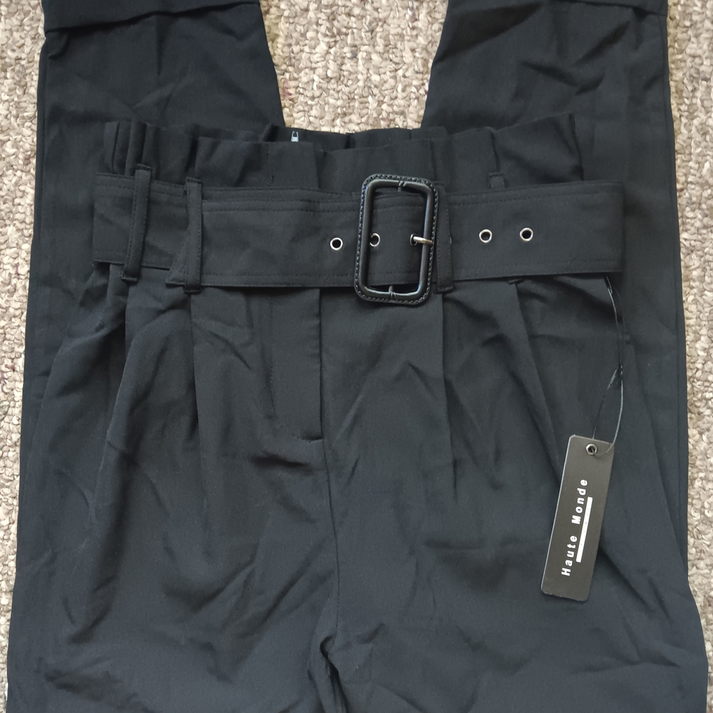 NEW Black High-Waisted Pants with Belt